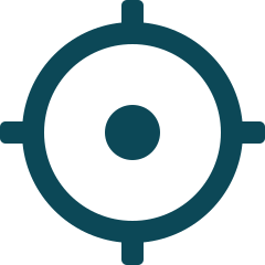 Target crosshair with a central dot and four extending lines icon