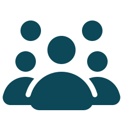 Group of three people clustered together icon
